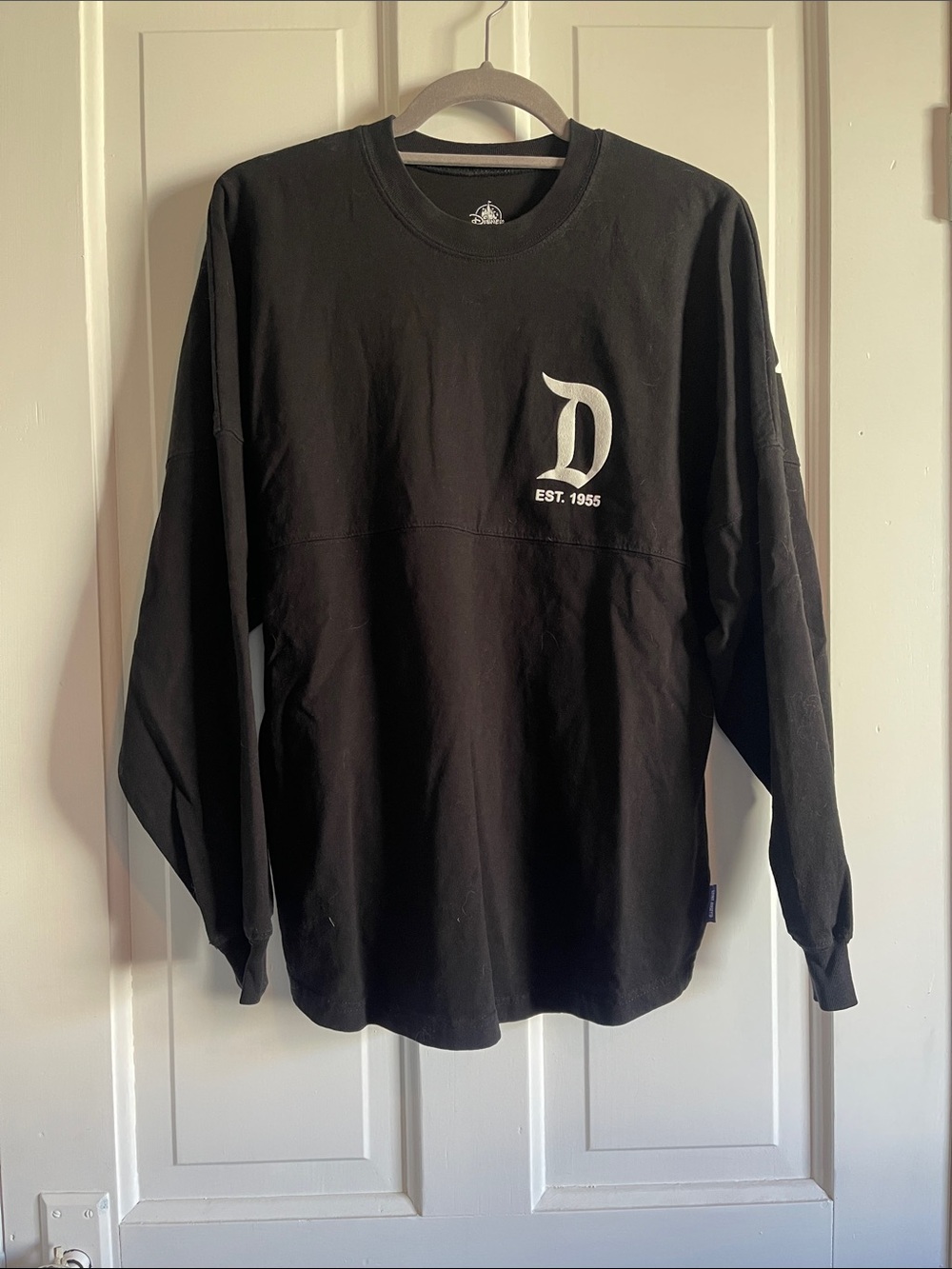 Disney Black Long-Sleeve Logo Tee with White 'D'